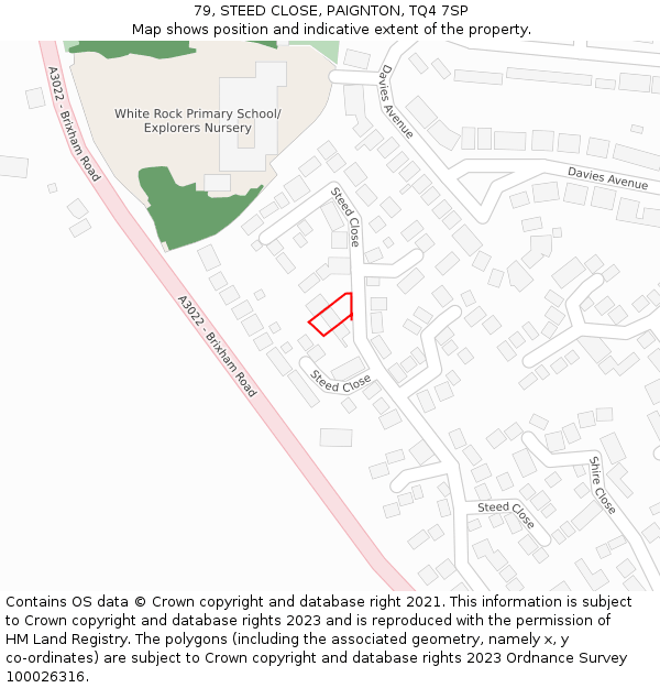 79, STEED CLOSE, PAIGNTON, TQ4 7SP: Location map and indicative extent of plot