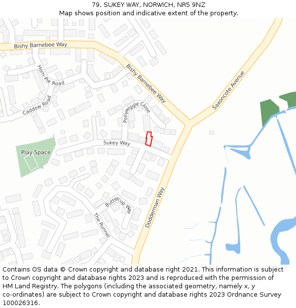 79, SUKEY WAY, NORWICH, NR5 9NZ: Location map and indicative extent of plot