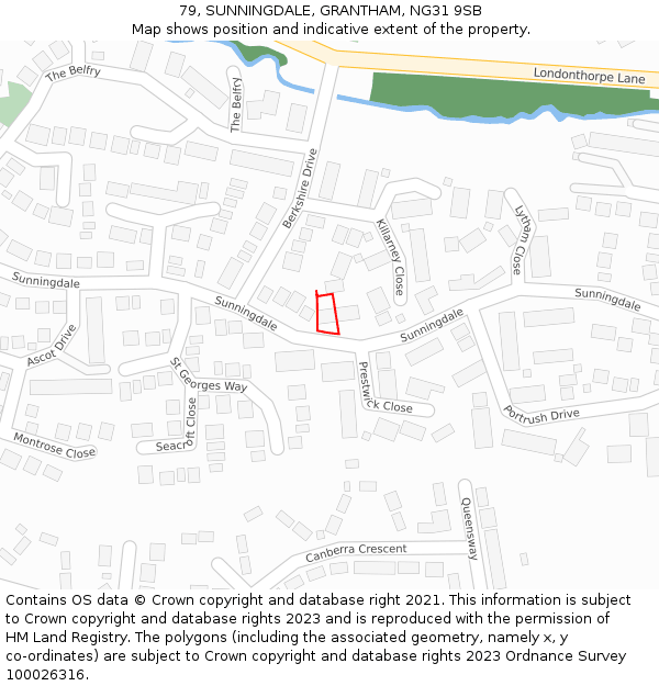 79, SUNNINGDALE, GRANTHAM, NG31 9SB: Location map and indicative extent of plot