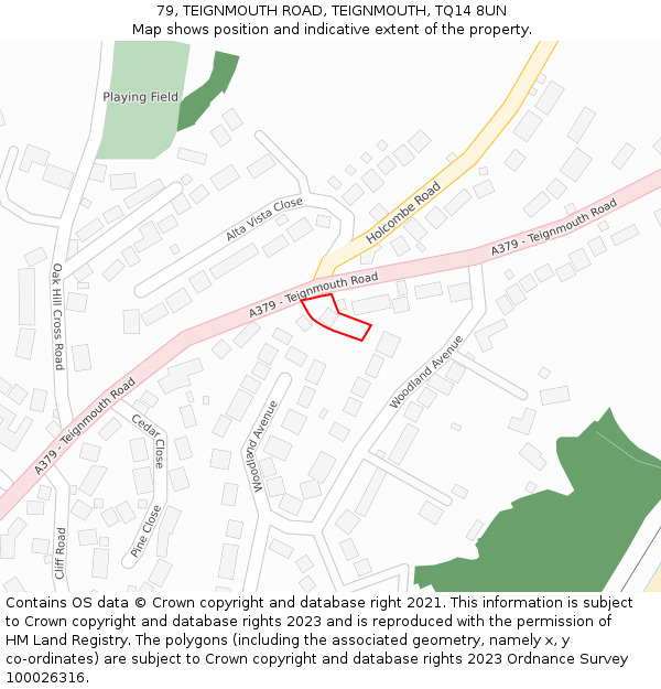 79, TEIGNMOUTH ROAD, TEIGNMOUTH, TQ14 8UN: Location map and indicative extent of plot