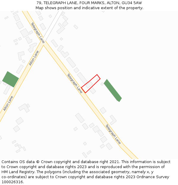 79, TELEGRAPH LANE, FOUR MARKS, ALTON, GU34 5AW: Location map and indicative extent of plot