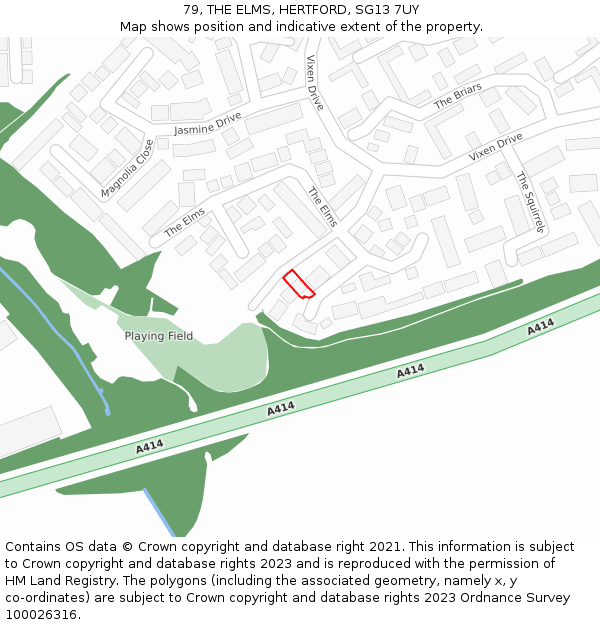 79, THE ELMS, HERTFORD, SG13 7UY: Location map and indicative extent of plot