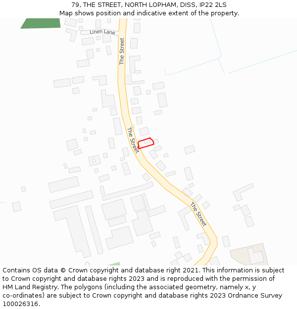 79, THE STREET, NORTH LOPHAM, DISS, IP22 2LS: Location map and indicative extent of plot