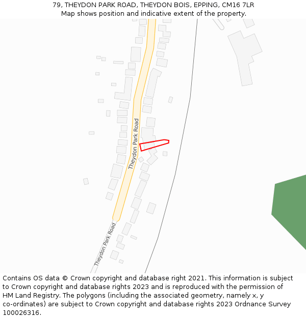 79, THEYDON PARK ROAD, THEYDON BOIS, EPPING, CM16 7LR: Location map and indicative extent of plot