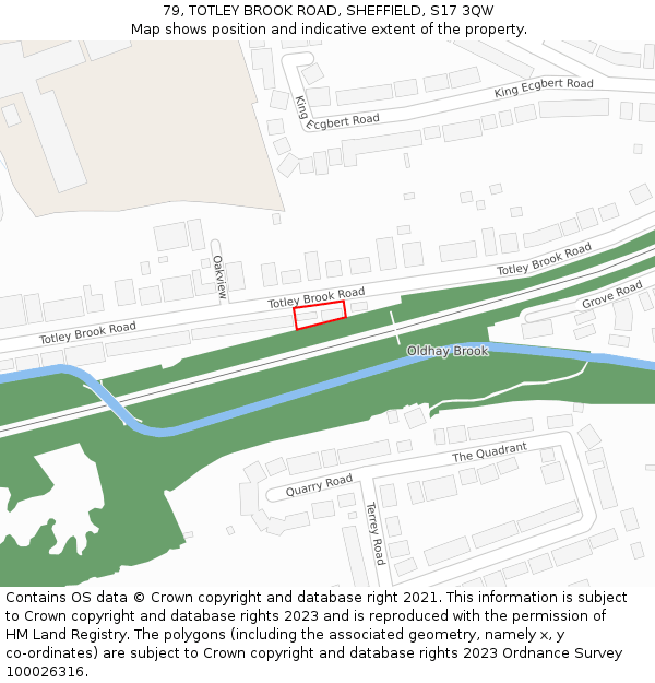 79, TOTLEY BROOK ROAD, SHEFFIELD, S17 3QW: Location map and indicative extent of plot