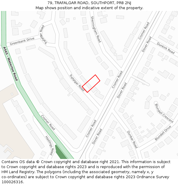 79, TRAFALGAR ROAD, SOUTHPORT, PR8 2NJ: Location map and indicative extent of plot