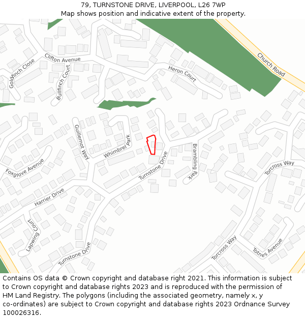 79, TURNSTONE DRIVE, LIVERPOOL, L26 7WP: Location map and indicative extent of plot