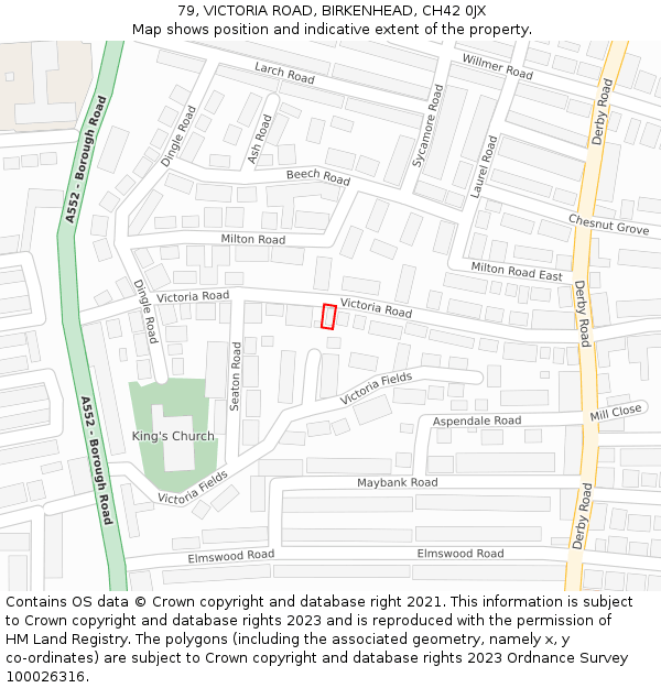 79, VICTORIA ROAD, BIRKENHEAD, CH42 0JX: Location map and indicative extent of plot