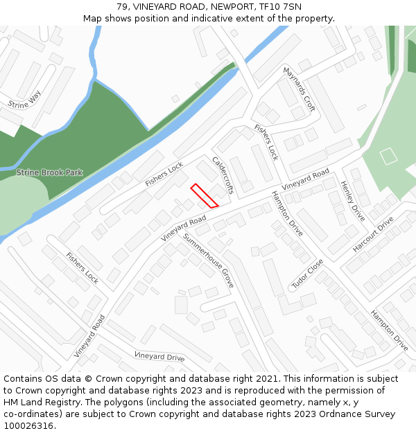 79, VINEYARD ROAD, NEWPORT, TF10 7SN: Location map and indicative extent of plot