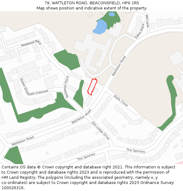 79, WATTLETON ROAD, BEACONSFIELD, HP9 1RS: Location map and indicative extent of plot