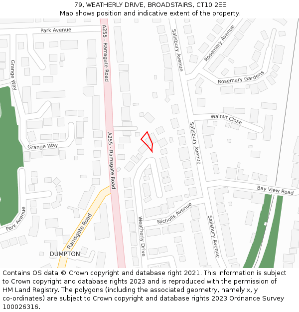 79, WEATHERLY DRIVE, BROADSTAIRS, CT10 2EE: Location map and indicative extent of plot