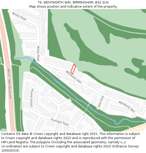 79, WENTWORTH WAY, BIRMINGHAM, B32 2UX: Location map and indicative extent of plot