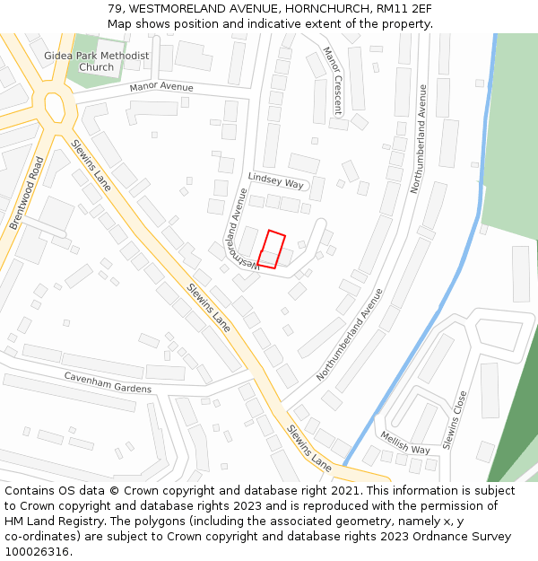 79, WESTMORELAND AVENUE, HORNCHURCH, RM11 2EF: Location map and indicative extent of plot