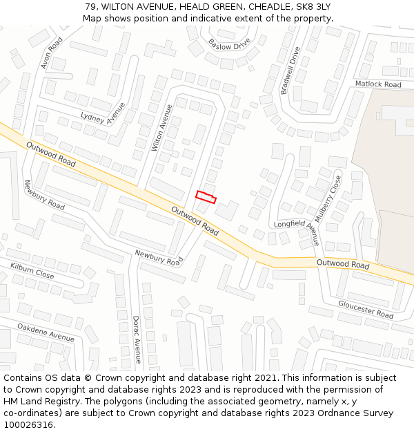 79, WILTON AVENUE, HEALD GREEN, CHEADLE, SK8 3LY: Location map and indicative extent of plot