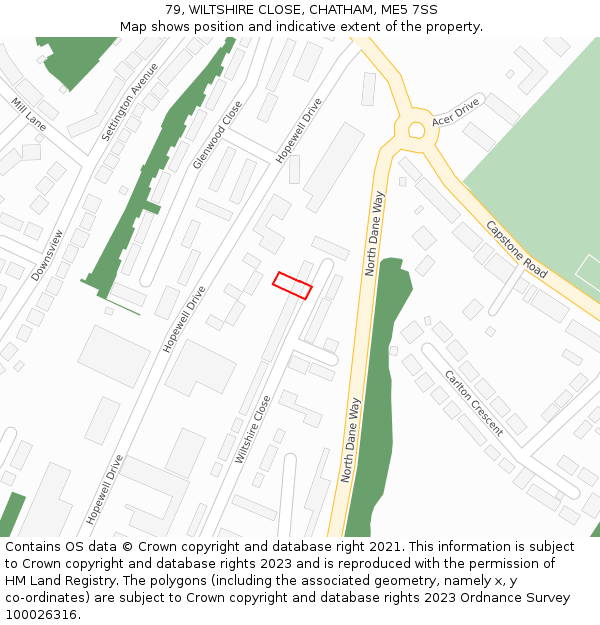 79, WILTSHIRE CLOSE, CHATHAM, ME5 7SS: Location map and indicative extent of plot