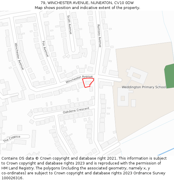 79, WINCHESTER AVENUE, NUNEATON, CV10 0DW: Location map and indicative extent of plot