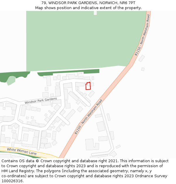 79, WINDSOR PARK GARDENS, NORWICH, NR6 7PT: Location map and indicative extent of plot