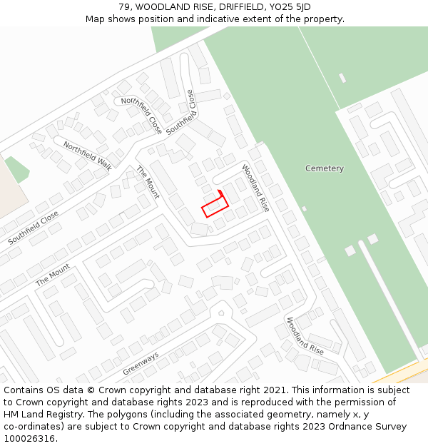 79, WOODLAND RISE, DRIFFIELD, YO25 5JD: Location map and indicative extent of plot