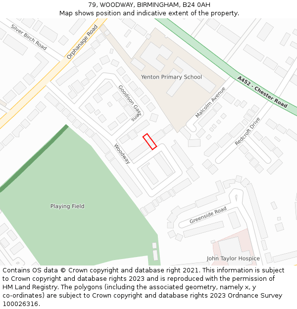 79, WOODWAY, BIRMINGHAM, B24 0AH: Location map and indicative extent of plot