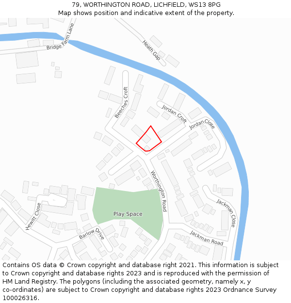 79, WORTHINGTON ROAD, LICHFIELD, WS13 8PG: Location map and indicative extent of plot