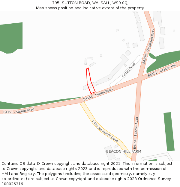 795, SUTTON ROAD, WALSALL, WS9 0QJ: Location map and indicative extent of plot