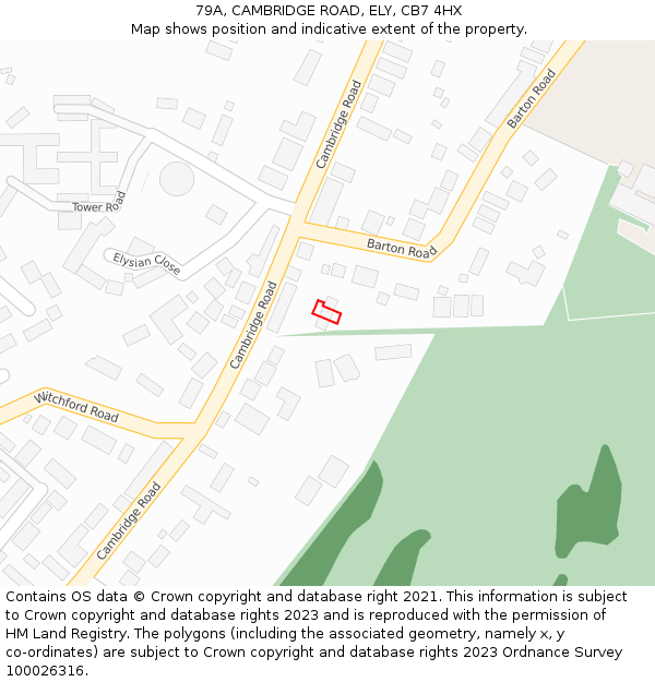 79A, CAMBRIDGE ROAD, ELY, CB7 4HX: Location map and indicative extent of plot