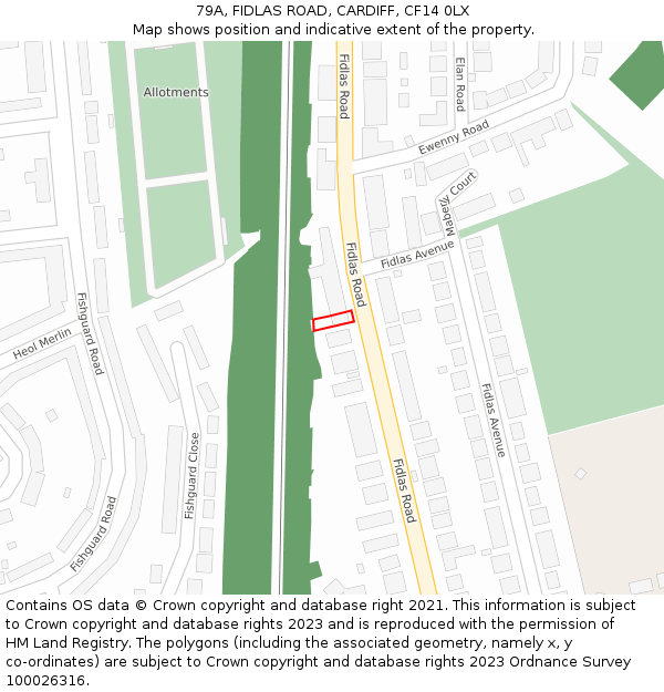 79A, FIDLAS ROAD, CARDIFF, CF14 0LX: Location map and indicative extent of plot