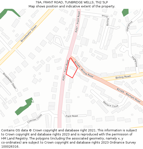 79A, FRANT ROAD, TUNBRIDGE WELLS, TN2 5LP: Location map and indicative extent of plot