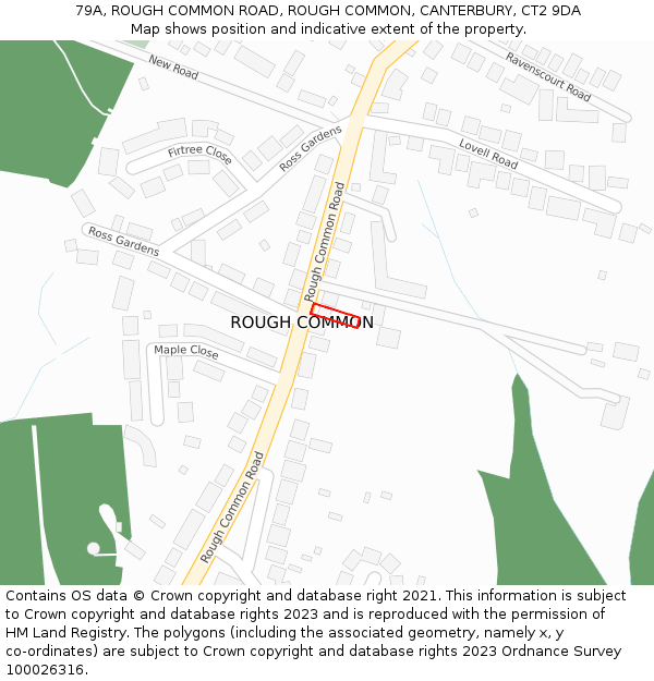 79A, ROUGH COMMON ROAD, ROUGH COMMON, CANTERBURY, CT2 9DA: Location map and indicative extent of plot