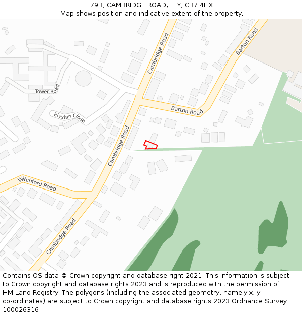 79B, CAMBRIDGE ROAD, ELY, CB7 4HX: Location map and indicative extent of plot