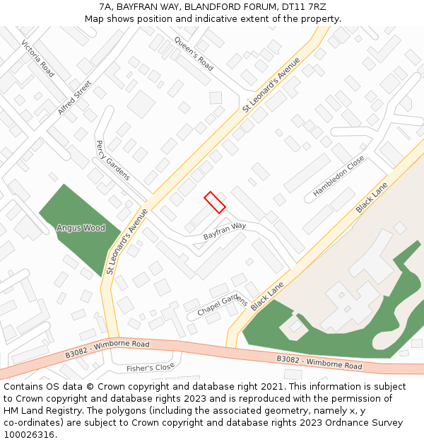 7A, BAYFRAN WAY, BLANDFORD FORUM, DT11 7RZ: Location map and indicative extent of plot