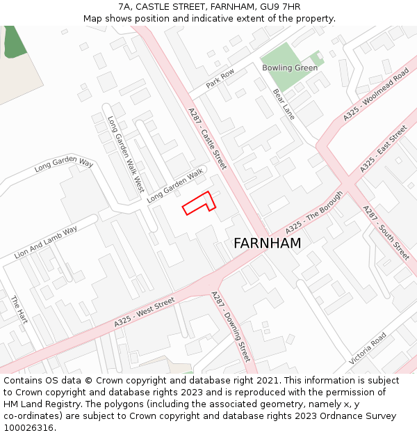 7A, CASTLE STREET, FARNHAM, GU9 7HR: Location map and indicative extent of plot