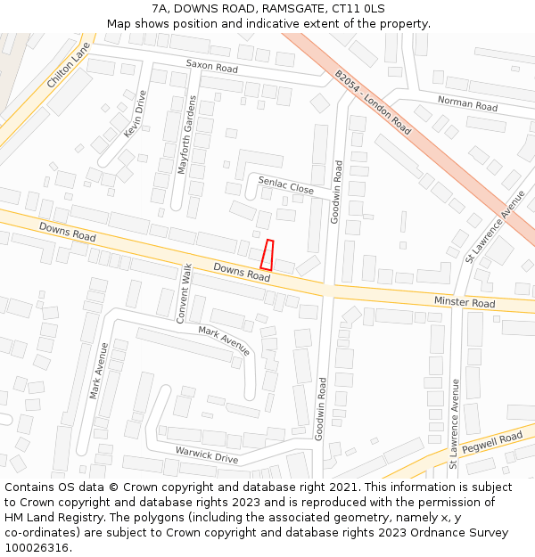 7A, DOWNS ROAD, RAMSGATE, CT11 0LS: Location map and indicative extent of plot