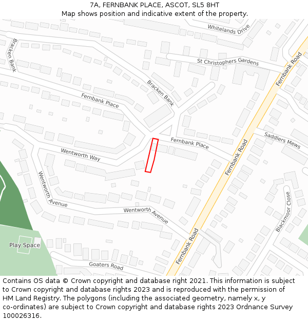 7A, FERNBANK PLACE, ASCOT, SL5 8HT: Location map and indicative extent of plot