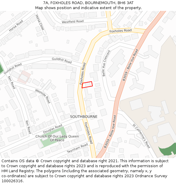 7A, FOXHOLES ROAD, BOURNEMOUTH, BH6 3AT: Location map and indicative extent of plot