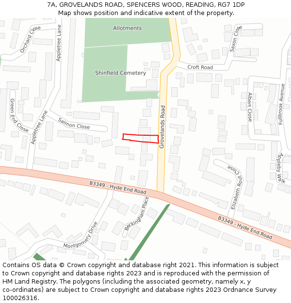 7A, GROVELANDS ROAD, SPENCERS WOOD, READING, RG7 1DP: Location map and indicative extent of plot