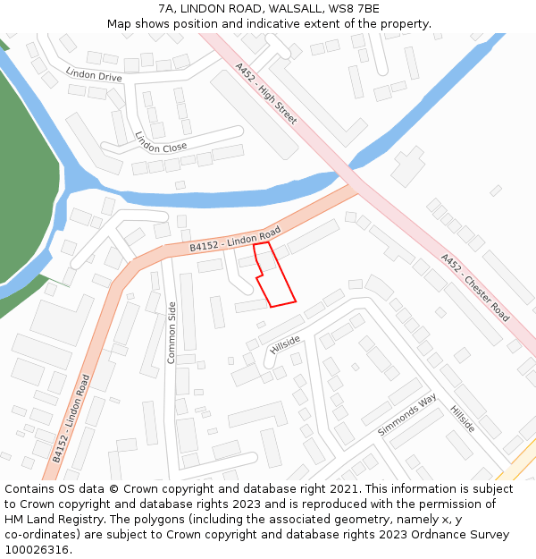 7A, LINDON ROAD, WALSALL, WS8 7BE: Location map and indicative extent of plot