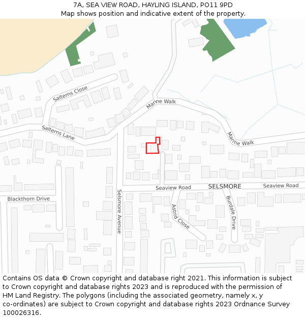 7A, SEA VIEW ROAD, HAYLING ISLAND, PO11 9PD: Location map and indicative extent of plot