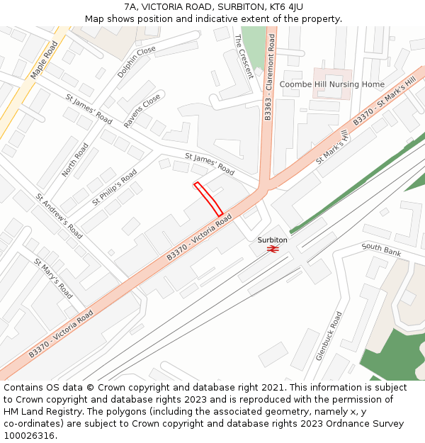 7A, VICTORIA ROAD, SURBITON, KT6 4JU: Location map and indicative extent of plot