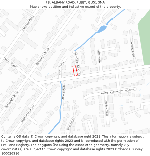 7B, ALBANY ROAD, FLEET, GU51 3NA: Location map and indicative extent of plot