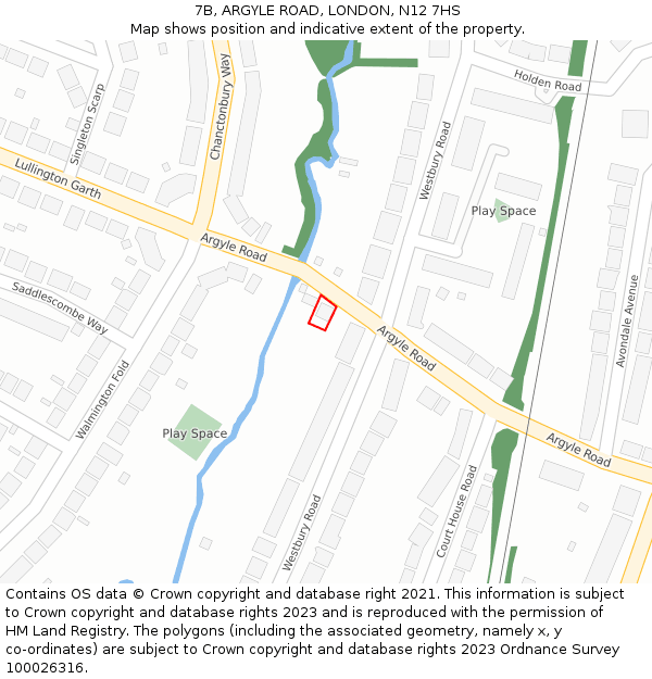 7B, ARGYLE ROAD, LONDON, N12 7HS: Location map and indicative extent of plot