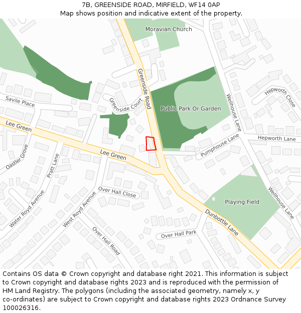 7B, GREENSIDE ROAD, MIRFIELD, WF14 0AP: Location map and indicative extent of plot