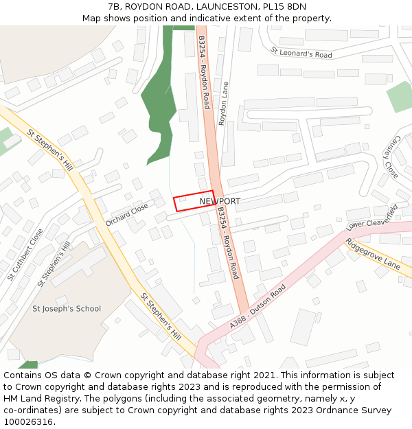7B, ROYDON ROAD, LAUNCESTON, PL15 8DN: Location map and indicative extent of plot