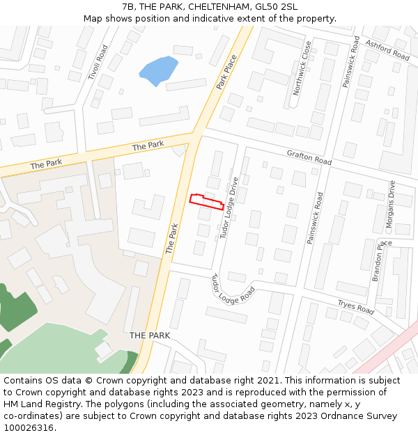 7B, THE PARK, CHELTENHAM, GL50 2SL: Location map and indicative extent of plot