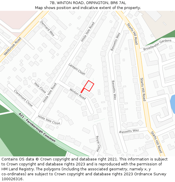 7B, WINTON ROAD, ORPINGTON, BR6 7AL: Location map and indicative extent of plot