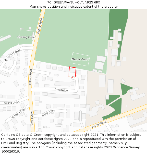 7C, GREENWAYS, HOLT, NR25 6RX: Location map and indicative extent of plot