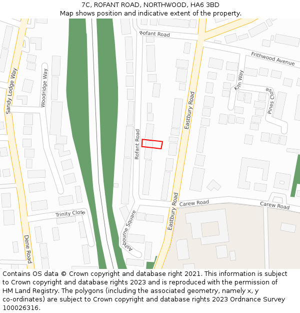 7C, ROFANT ROAD, NORTHWOOD, HA6 3BD: Location map and indicative extent of plot
