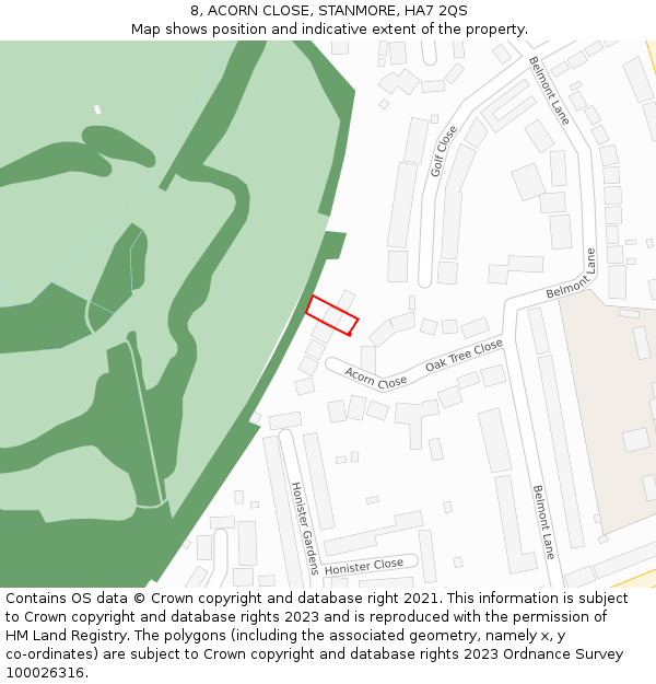 8, ACORN CLOSE, STANMORE, HA7 2QS: Location map and indicative extent of plot