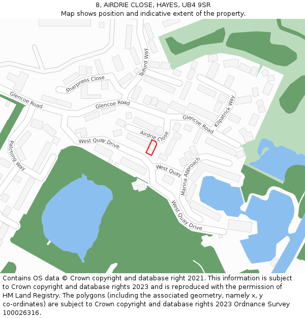 8, AIRDRIE CLOSE, HAYES, UB4 9SR: Location map and indicative extent of plot