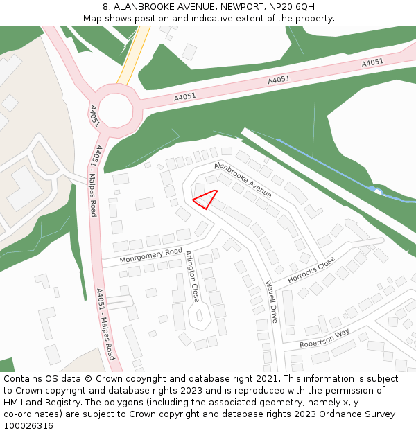 8, ALANBROOKE AVENUE, NEWPORT, NP20 6QH: Location map and indicative extent of plot